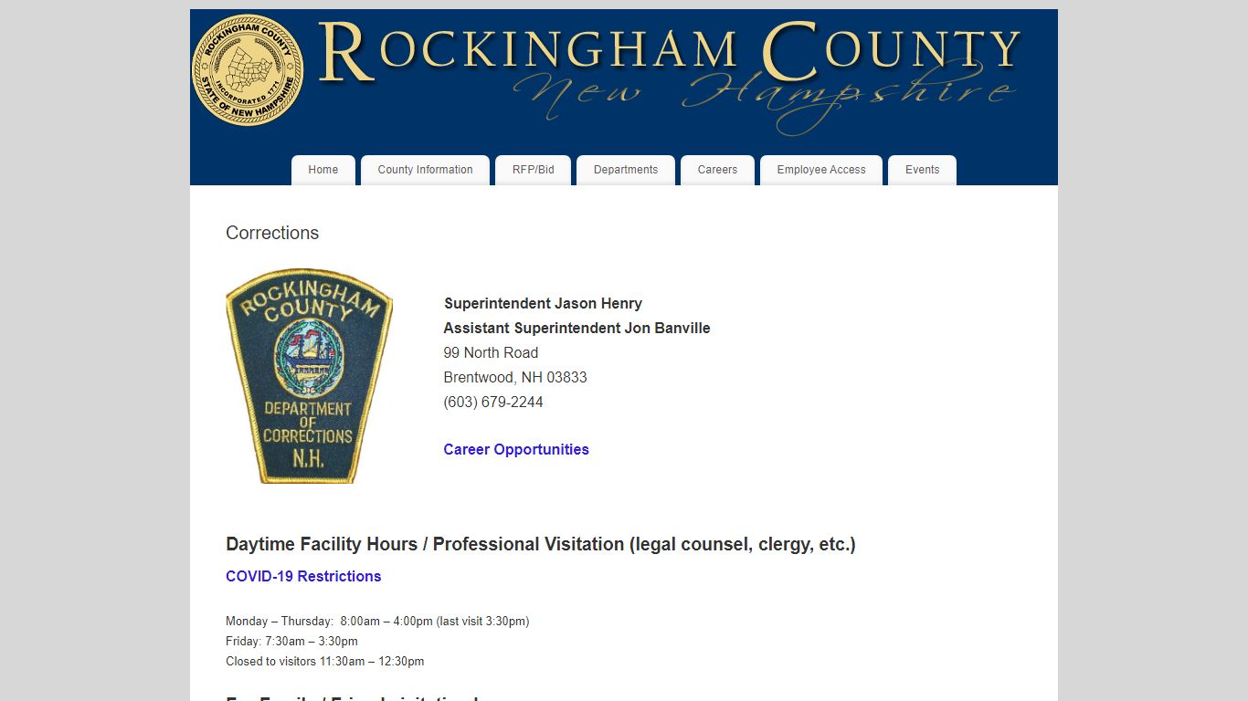 Corrections – Rockingham County, NH